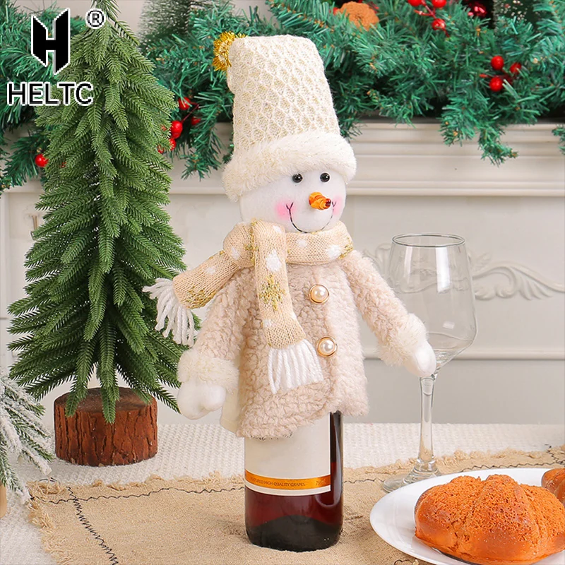 ☸ أغطية زجاجات نبيذ عيد الميلاد للزينة الاحتفالية، حقيبة هدايا نبيذ عيد الميلاد سانتا كلوز ثلج الأيائل، أغطية زجاجات نبيذ عيد الميلاد