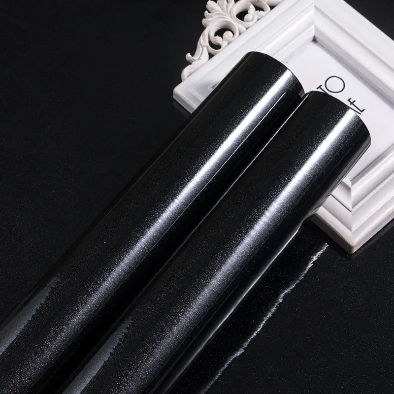 لامعة سوداء DIY بها بنفسك ذاتية اللصق خزائن المطبخ خلفية ملصقات جدار مقاوم للماء الفينيل ورق اتصال تجديد ديكور المنزل فيلم