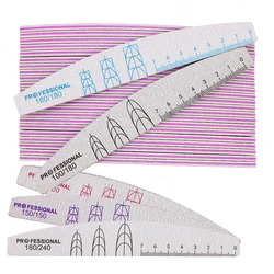 50Pcs Strong Sandpaper Nails File For Manicure 100/100 100/180 150/150 180/180 180/240 Grit Washable Curved Buffer Block Files