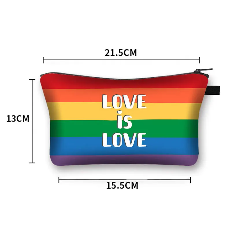 LGBT Rainbow Heart Cosmetic Bags Lesbian Gay Pride Portable  Makeup Bag Homosexual Beauty Bags Ladies Wash Bag Travel Organizer