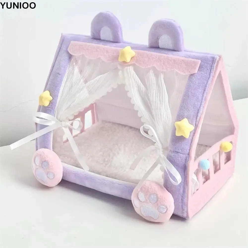 

Creative Desktop Ornaments Doll Tent Scene Model Pretend Play Cotton Doll Bed Miniature Cute Doll Sleeping Bed Plush Toy