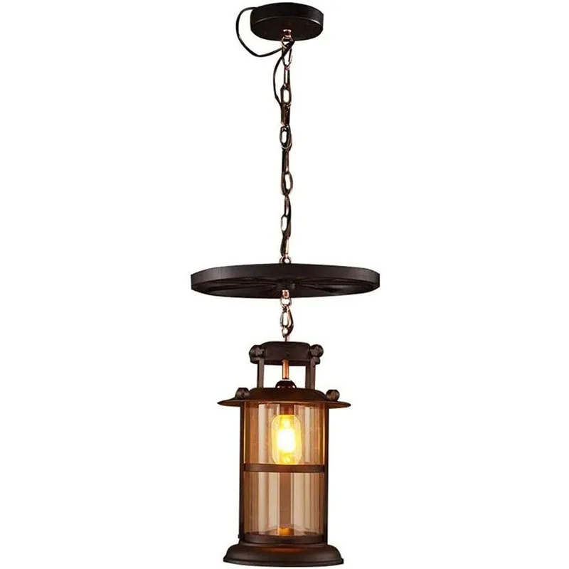 

Retro Industrial Wrought Iron Pendant Light Creative Single Head Decorative Chandelier Adjustable Chain Glass Hanging Lighting