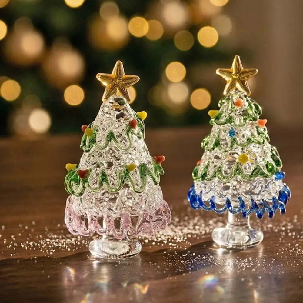 Miniature Christmas Tree Miniature Glass Handcrafted Brushed Glass Christmas Tree Ornament Cute Creative Glass Sculpture
