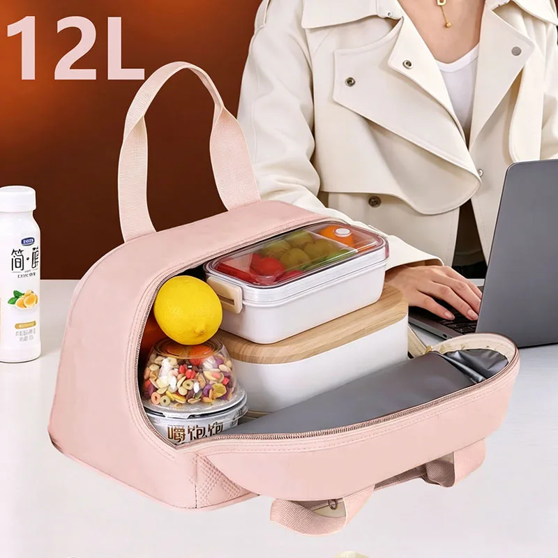 Bolsa térmica para el almuerzo de gran capacidad de 12L, bolsa térmica portátil, bolsa impermeable para almacenamiento de alimentos para el trabajo, picnic y actividades al aire libre