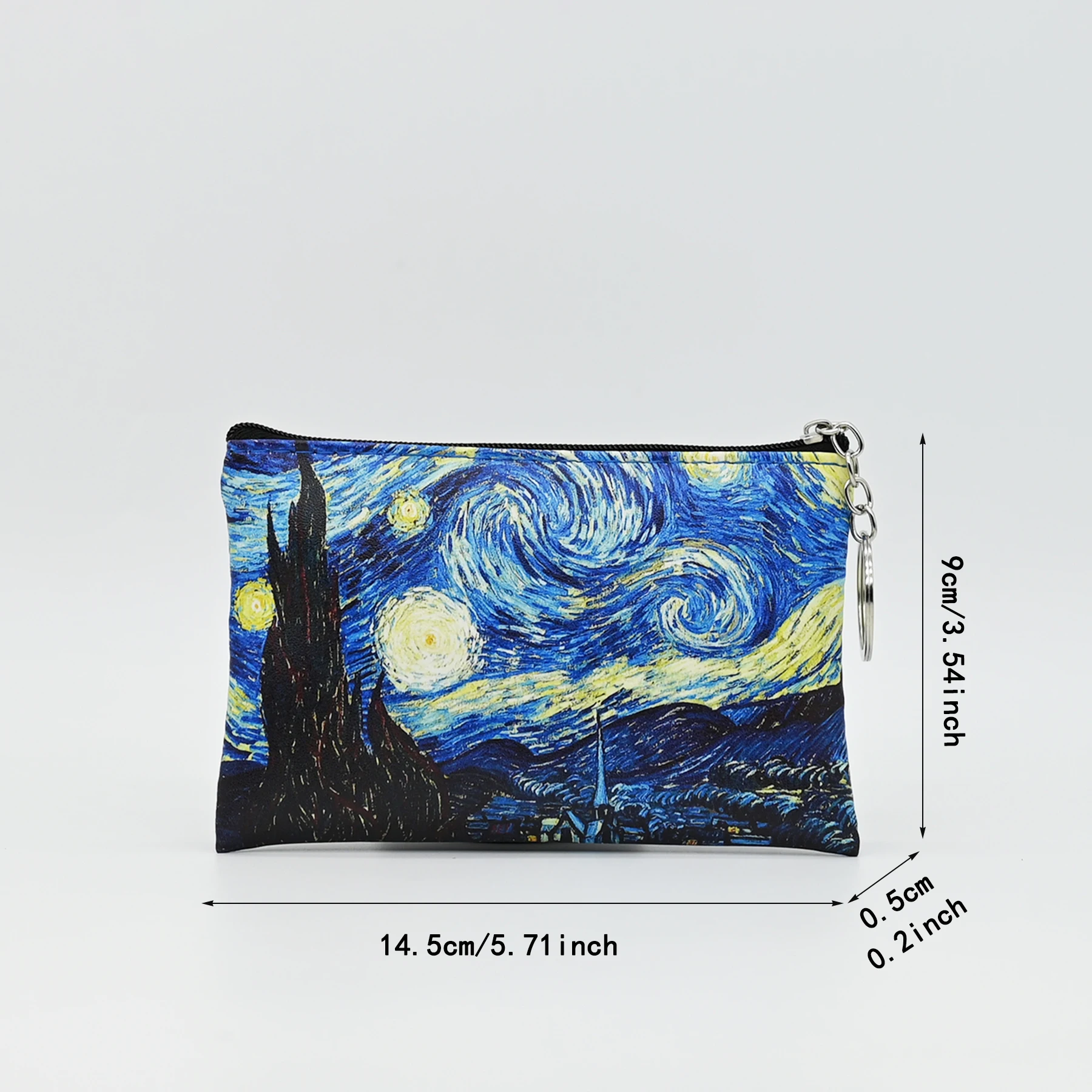 One Piece Van Gogh Starry Sky Retro Oil Painting Keychain Small Coin Purse