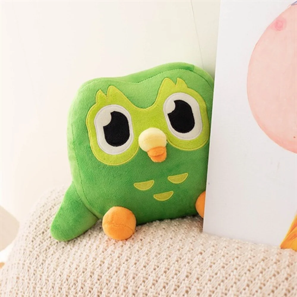 Urocza pluszowa zabawka Duolingo Zielona Sowa, pluszak Duo Sowa, kreskówkowa lalka anime Sowa, miękka pluszowa maskotka, prezent urodzinowy dla dzieci