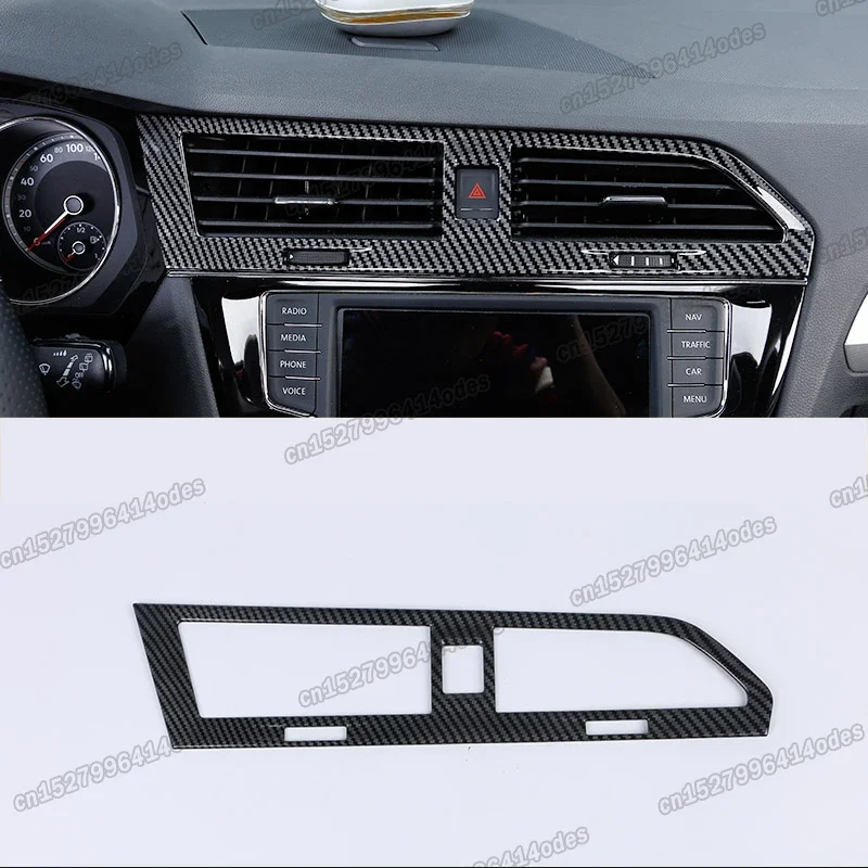 carbon fiber car dashboard middle air vent trims frame for volkswagen vw tiguan 2017 2018 2019 2020 2021 2022 r line  mk2 chrome