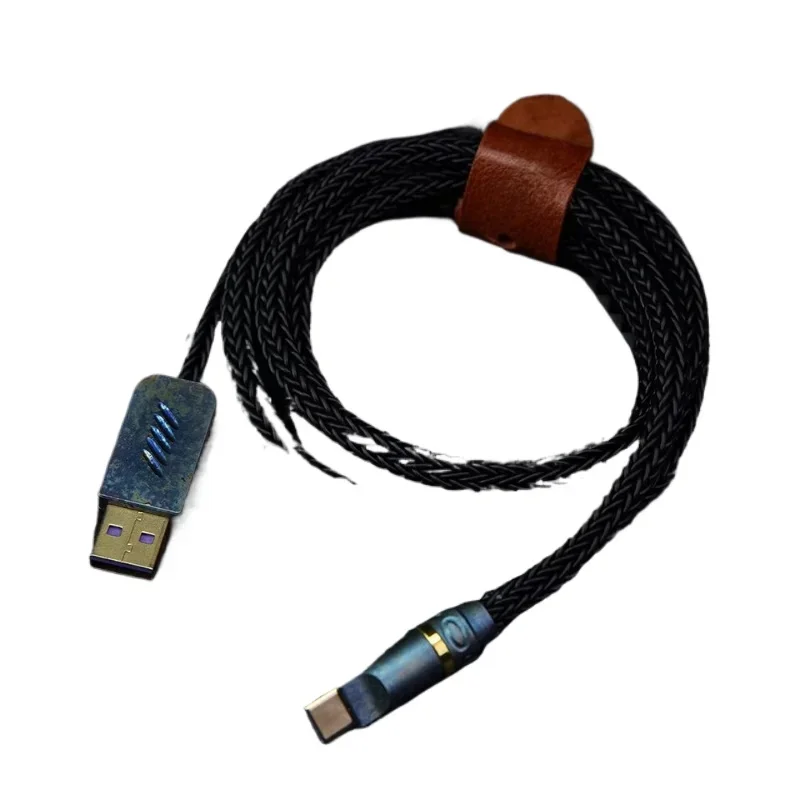 

Single crystal cable OD6mm thick customized air plug cable fast charging 5A Android black mobile phone data cable