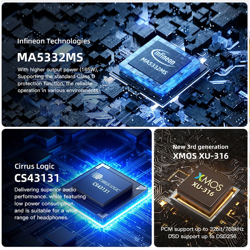 SMSL AO300 DAC Power AMP مضخم ضوت سماعات الأذن MA5332MS CS43131 صوت عالي الدقة مع بلوتوث