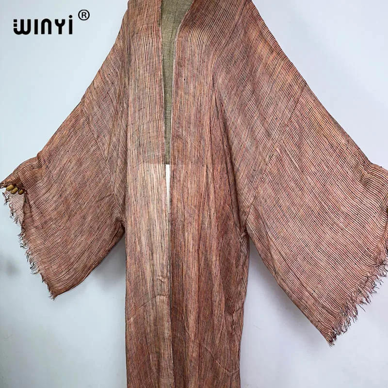 WINYI-Robe cardigan pour femme, vêtement de haute qualité, confortable, doux, style boho, maxi, plage, vacances, Afrique, kimono