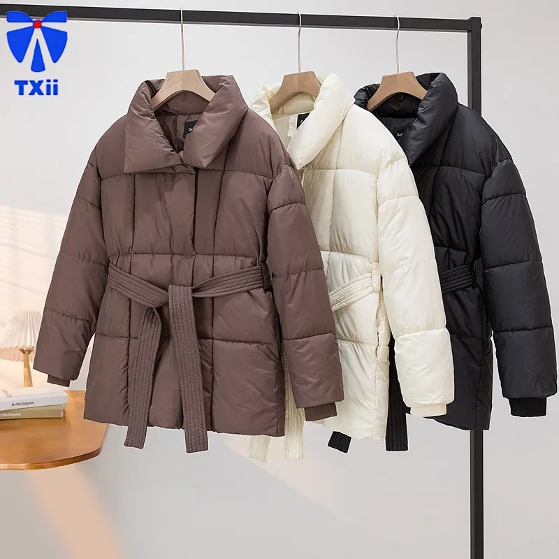 TXii Down and cotton jacket, women's medium length, 2024 winter new style,  cotton jacket, student cotton jacket