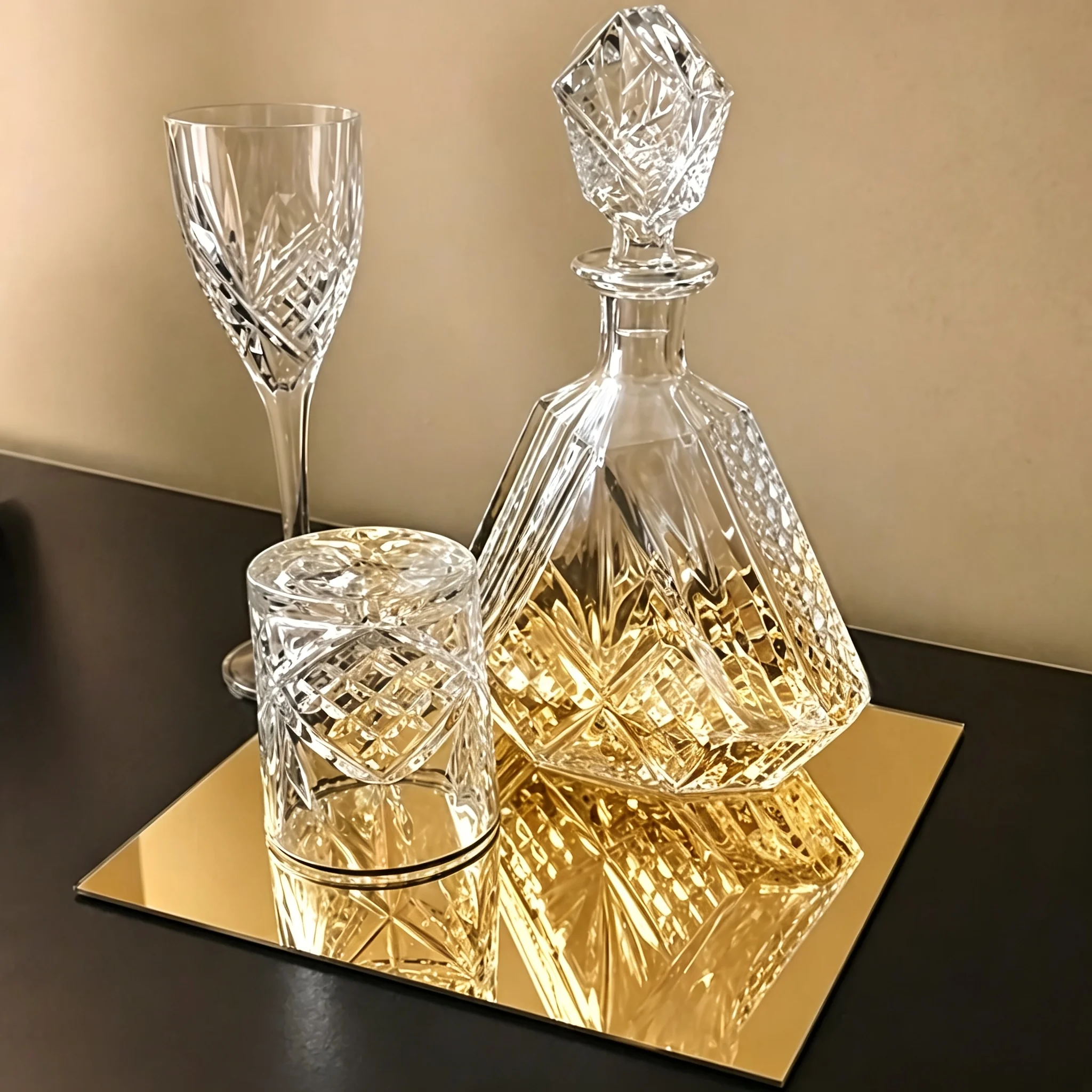 Creative 2PCS 12 Inch Multifunctional Acrylic Mirror Tray Household Decor for Bathroom Makeup Mirror Full Length Dressing Mirror