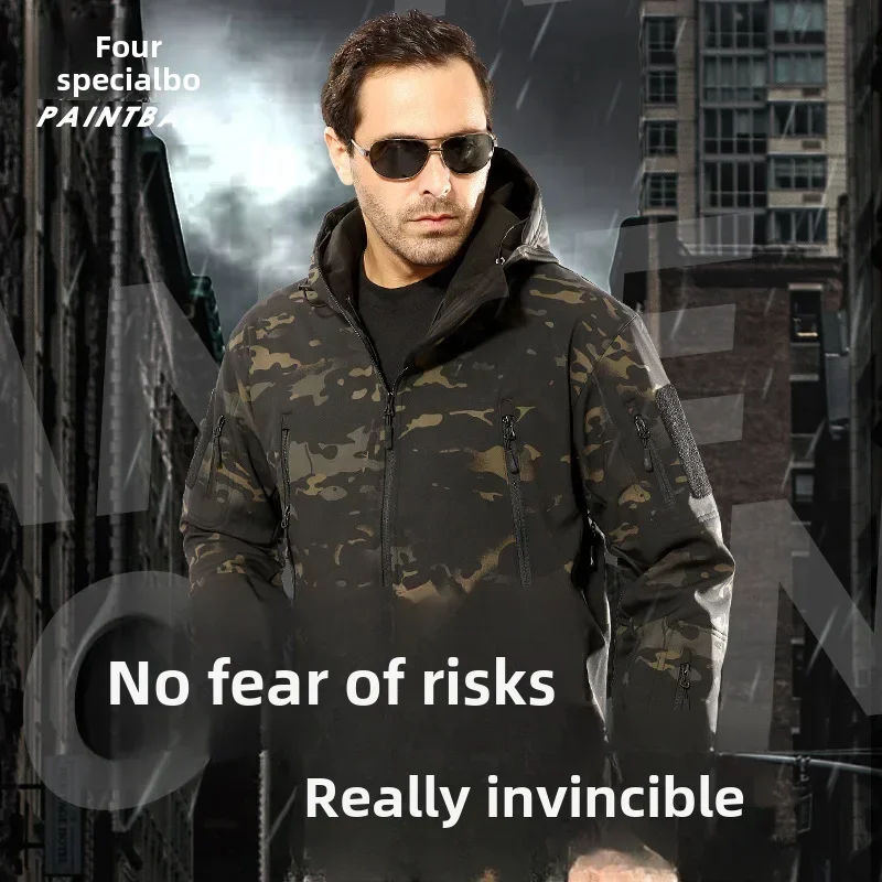 

5XL 6XL Tactical Fishing Suit Soft Shell Jacket Windproof Warm Outdoor Mountaineering Breathable for Camping Hiking