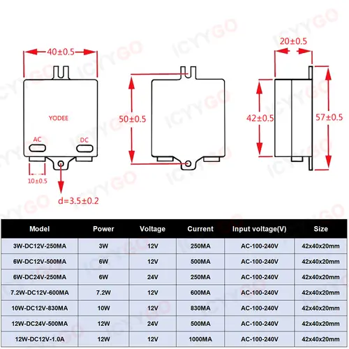 3W 6W 10W 12W DC12V 24V Lighting Transformer 250MA 500MA 830MA 600MA Driver Suitable For LED Light Strip 3528 5050 Power Supply - Image 2