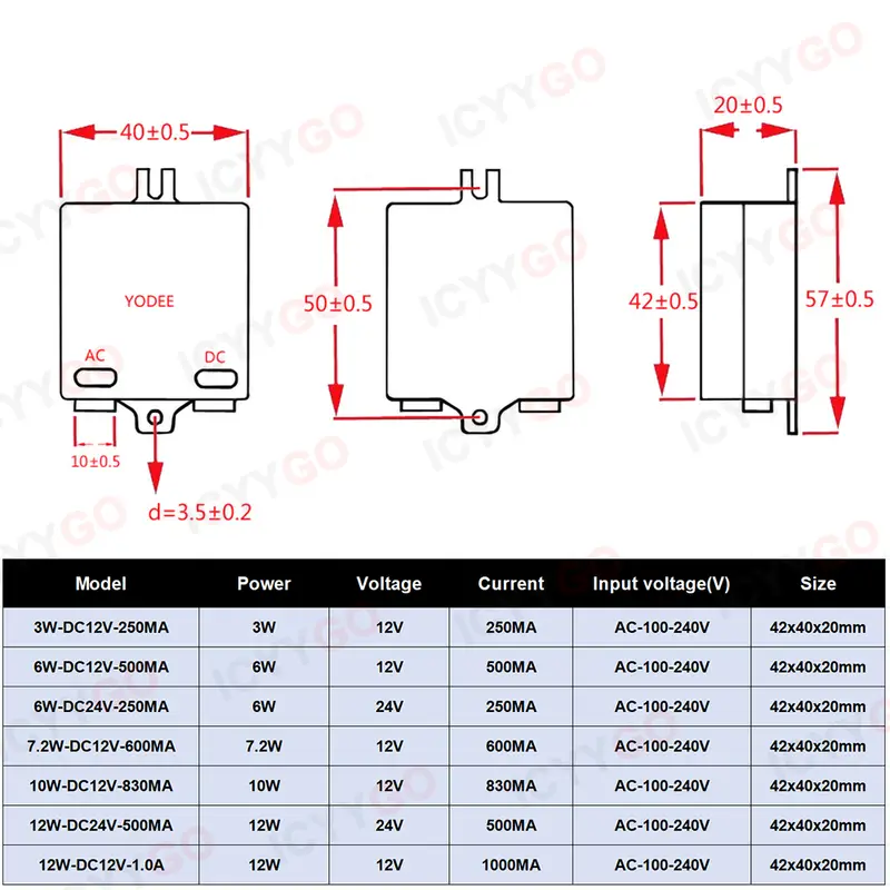 3W 6W 10W 12W DC12V 24V Lighting Transformer 250MA 500MA 830MA 600MA Driver Suitable For LED Light Strip 3528 5050 Power Supply - Image 2