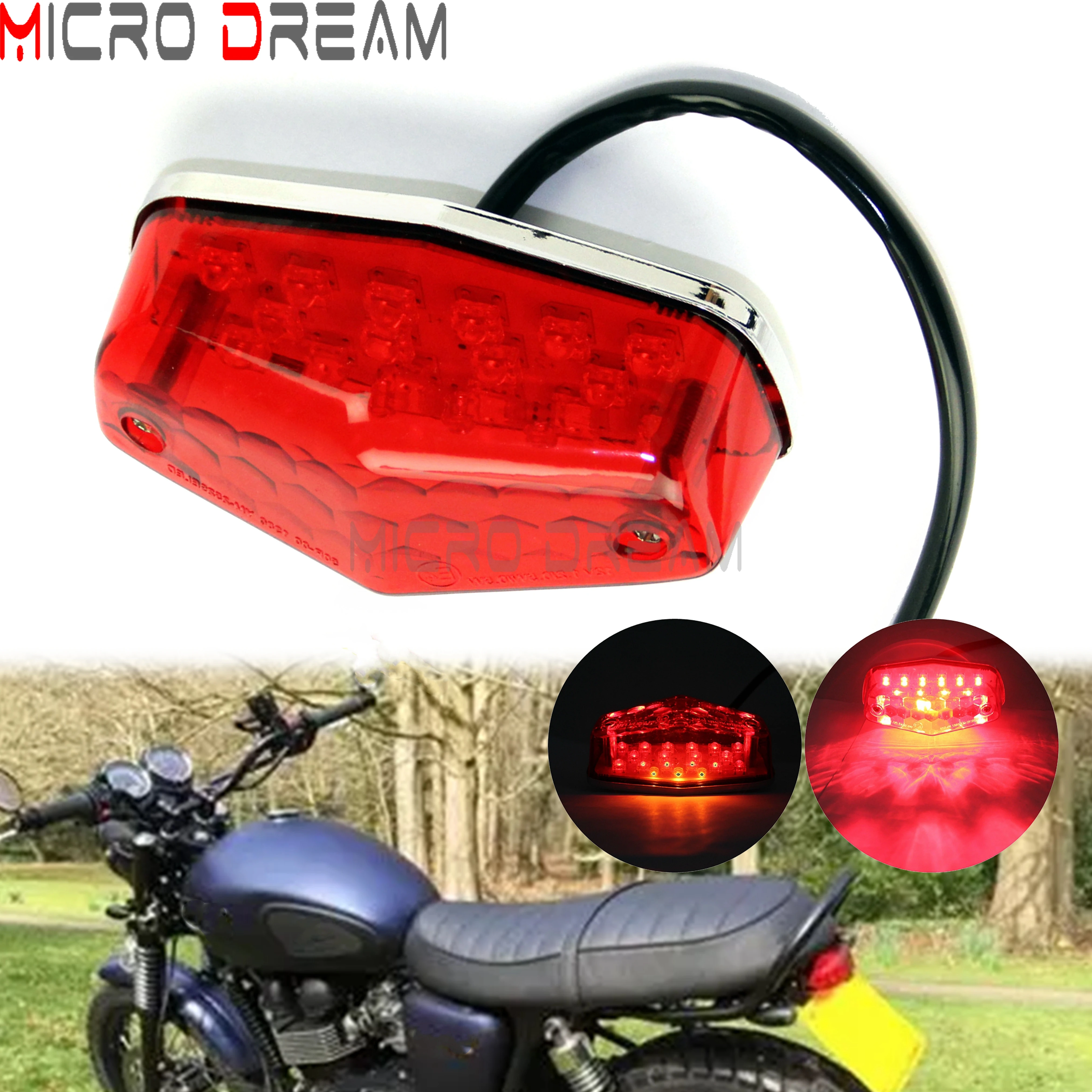 Motorcycle Rear LED Brake Lamp Lucas Style TailLights For Norton Commando Triumph Bonneville BSA Gold Star‌ Yamaha SR400/SR500‌