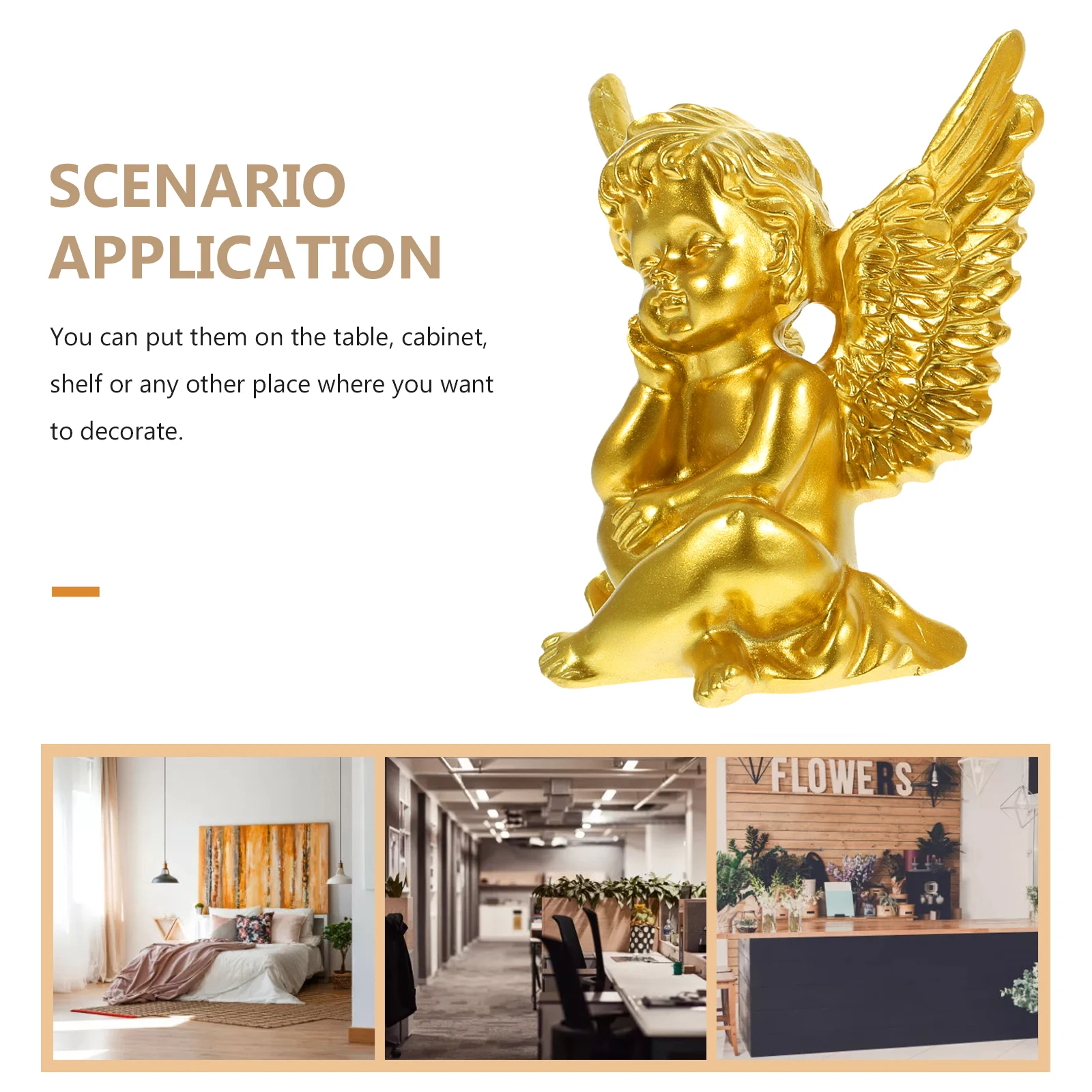 

2Pcs Delicate Angel Statue Resin Angel Ornament for Housewarming Gift Wedding Decoration Garden Statue Decor Creative Home