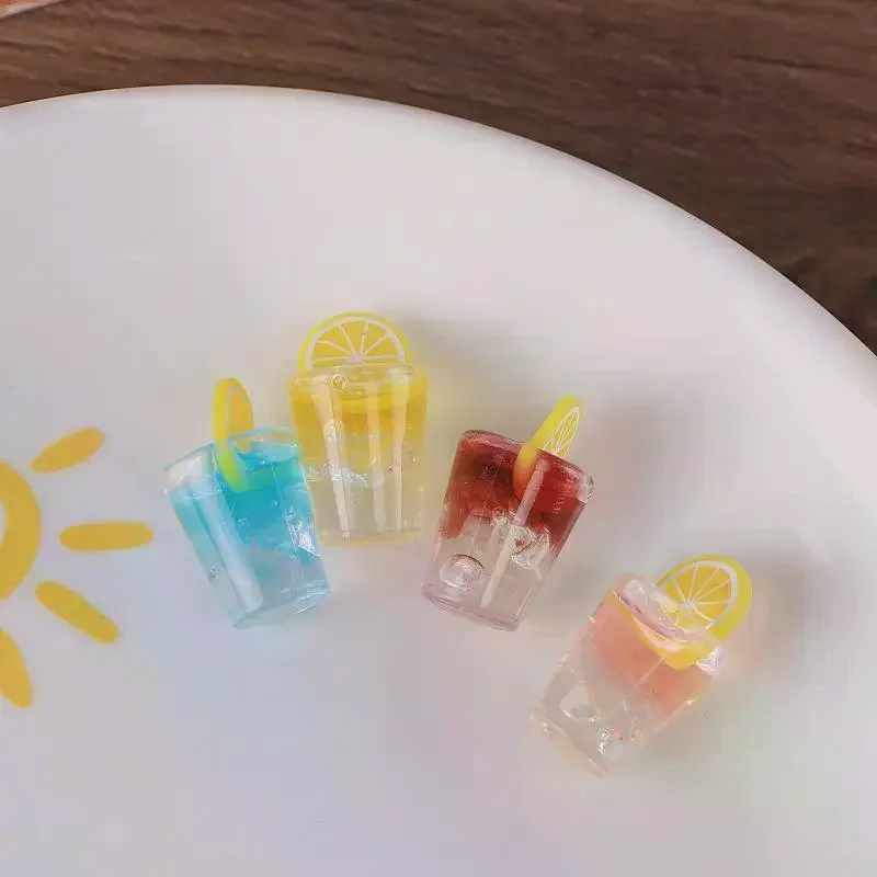 [MA]2pcs Mini Lemon Iced Drink Cup Model DIY Dollhouse Food Accessories Resin Craft Miniature Desktop Decor Micro Scene Props