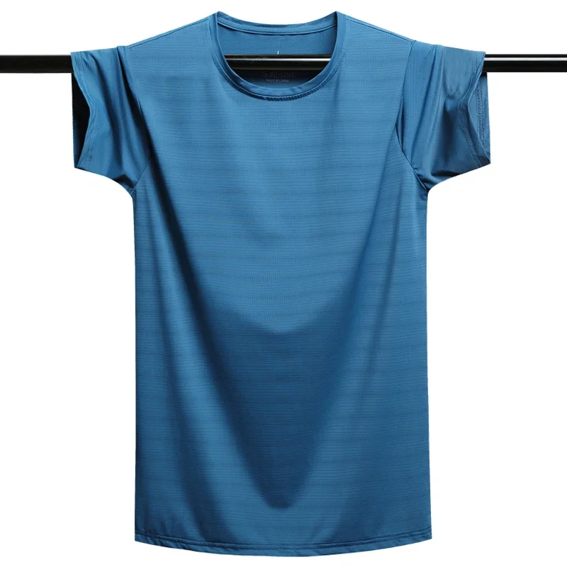 Oversized T Shirt 6XL 7XL 8XL 9XL Summer Men`s Quick Dry Gym Joggering Sports T-Shirts Men Ice Silk Harajuku Tops Tees Clothing