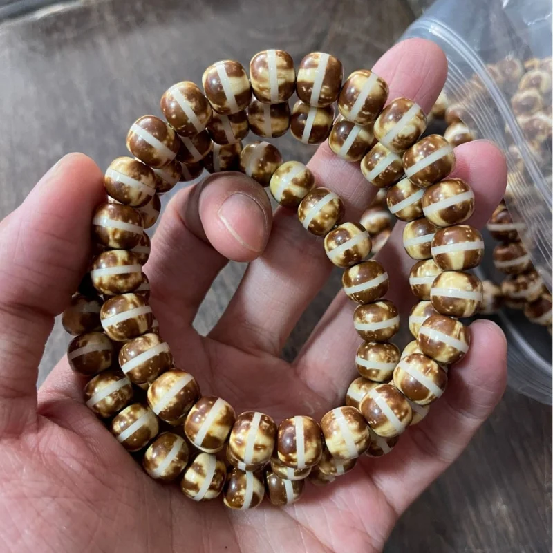 

Inlaid purple gold rat, single-loop solid Buddhist bead bracelet with barrel beads, unisex style, one piece