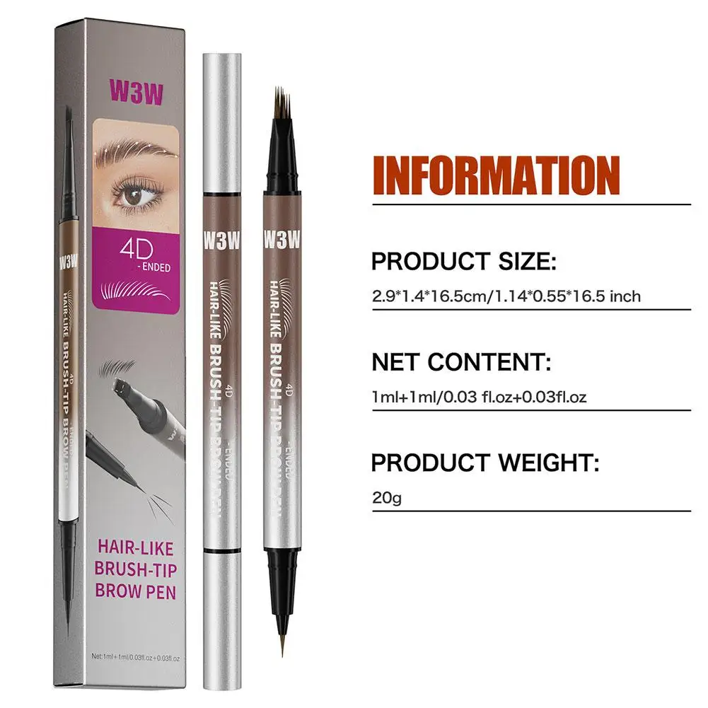 Dwustronna kredka do brwi i eyeliner Micro-Sculpting 4D, delikatny kolor, wodoodporna kredka do brwi.