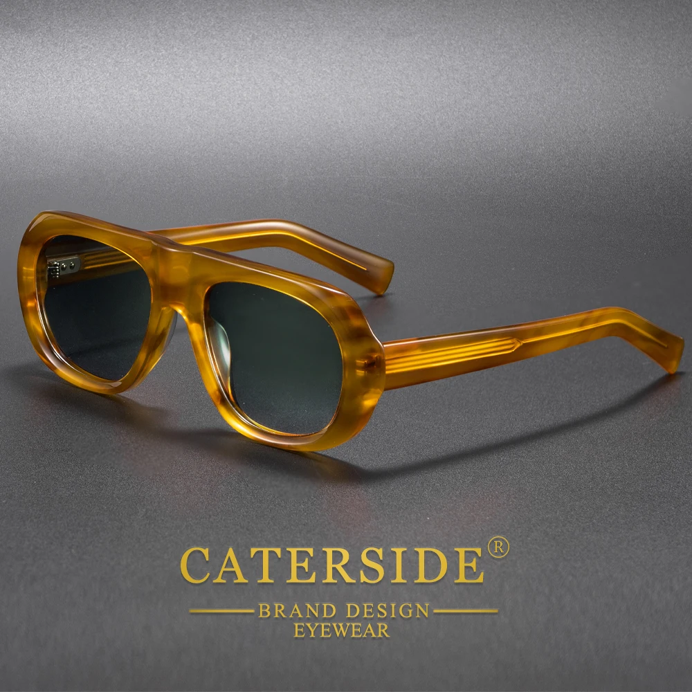

CATERSIDE новые мужские ацетатные поляризационные солнцезащитные очки в круглой толстой оправе Suneyeglass женские модные роскошные очки в стиле ретро UV400