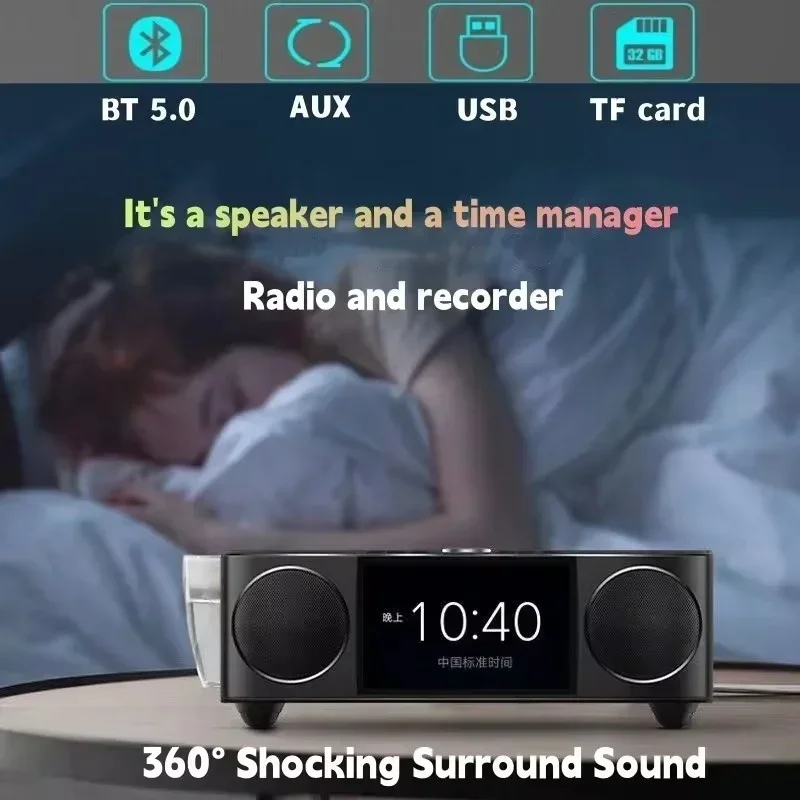 SOAIY Bluetooth Speaker Wireless Video Player 8800mAh Home Theater Sound Box Music System with AUX USB TF Clock Display FM Radio