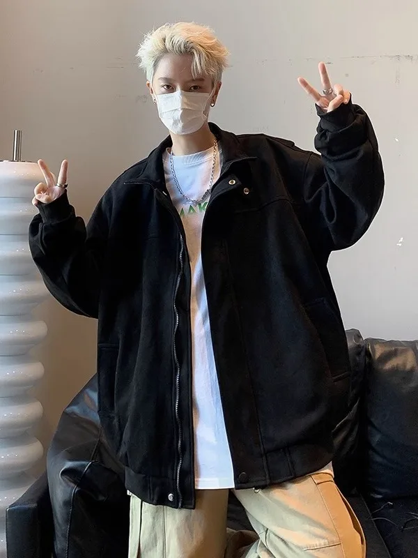 

Men's Suede Jaet Casual Loose Faionable Autumn New Design Small ence American Brand Leisure Jaet Polyester Fiber