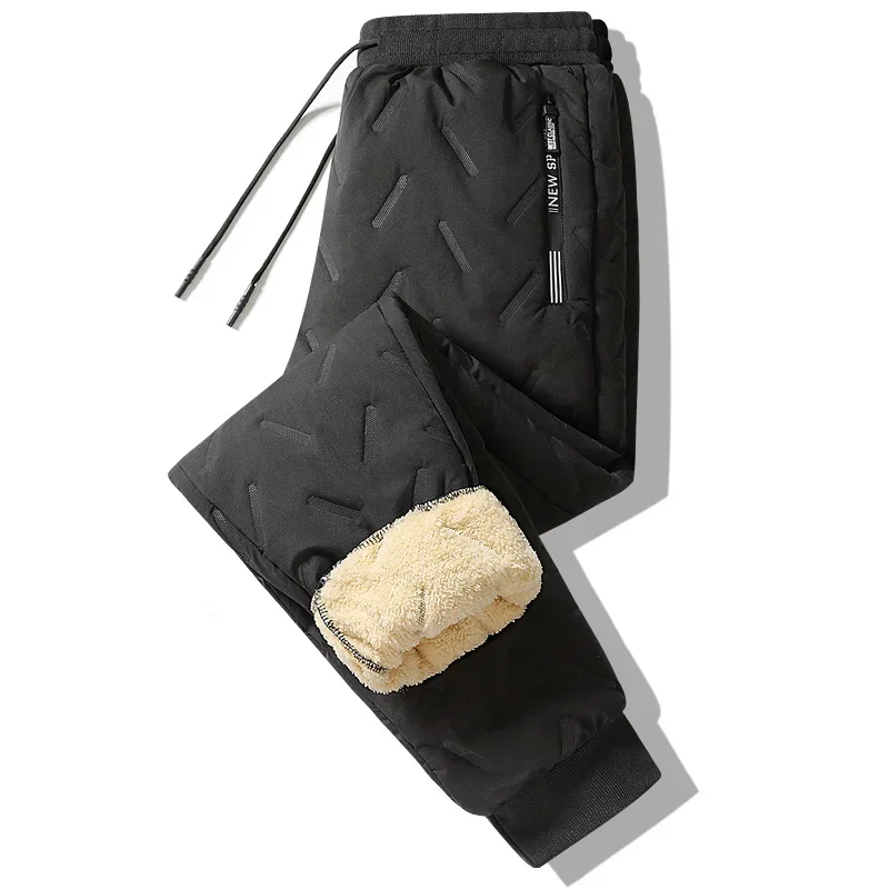Winter Pants Men Motorcycle Plush Thick Fleece Sweatpant Lambswool Thermal Trousers Casual Pants Windproof Warm Cotton Pant Male