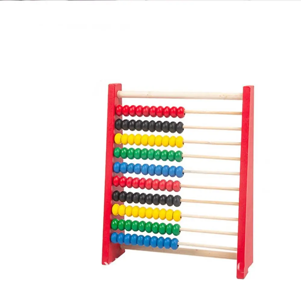 Houten telraam voor kinderen Intelligentieontwikkeling Kleurrijke kralen Leren wiskunde Tool Montessori Toy Mini