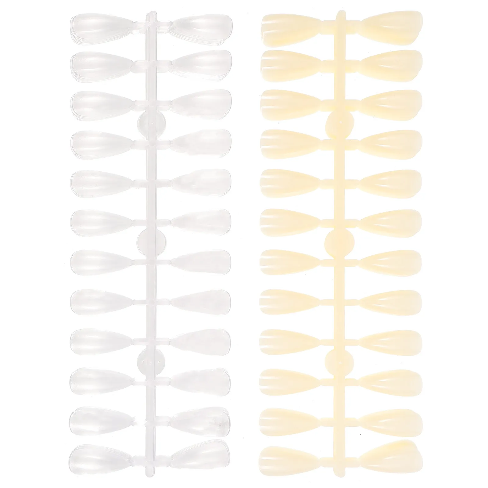 2Sets Nail Practice Pieces Transparent Frosted Natural Color Pointed Head Manicure Practice Mold Fake Nails Training Pieces