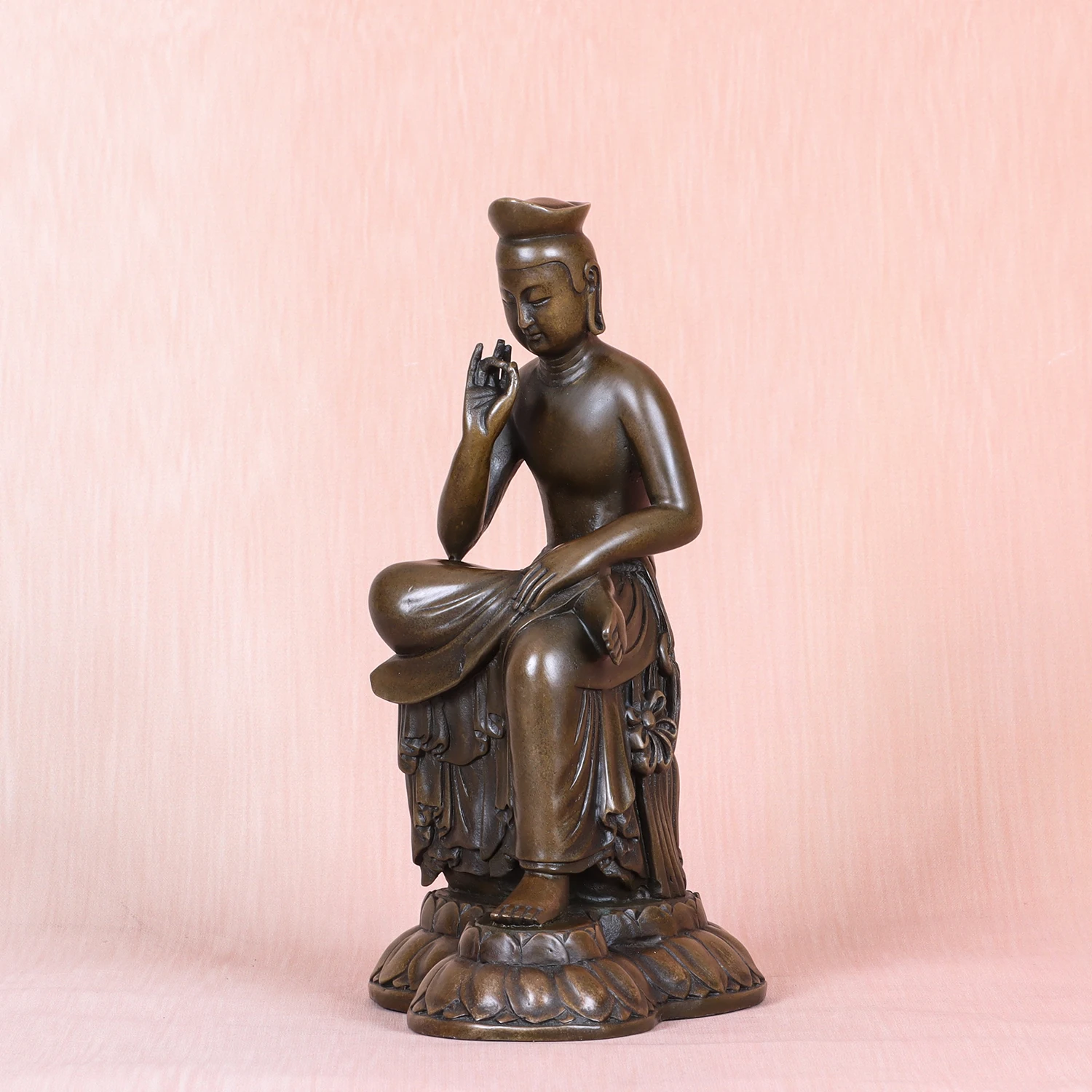 Bronze Maitreya Bodhisattva Buddha Statue Sculpture Buddhist God Figurine Art for Temple Indoor Decoration Gifts