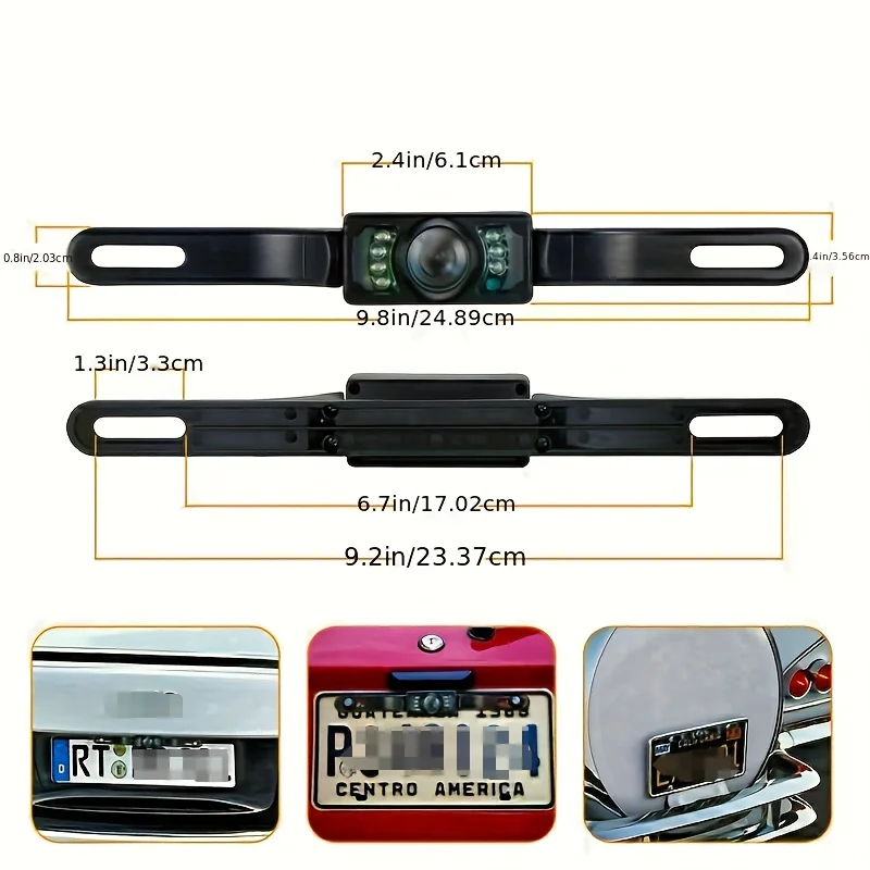 車の背面ビューHDカメラ、逆バックアップ駐車場、7LEDナイトビジョン、防水、170 °