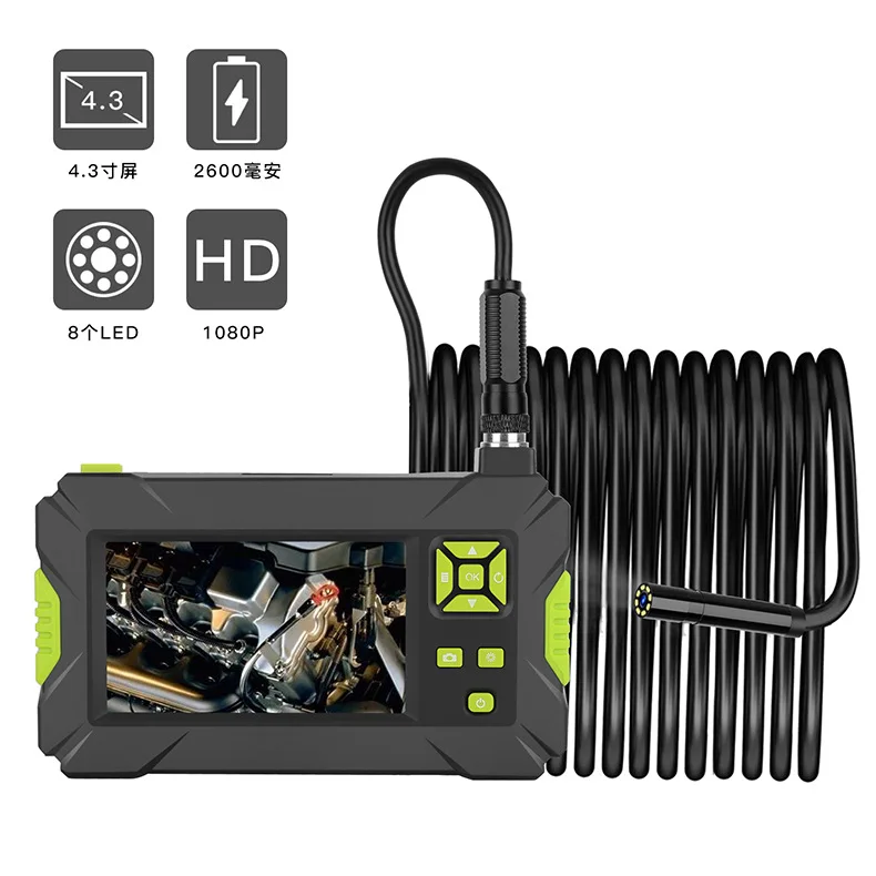 4.3Inch Screen  8mm 2MP 1080P Rigid Cable  Industrial  Endsocope  CMOS Borescope Inspection Otoscope Camera Digital Microscope