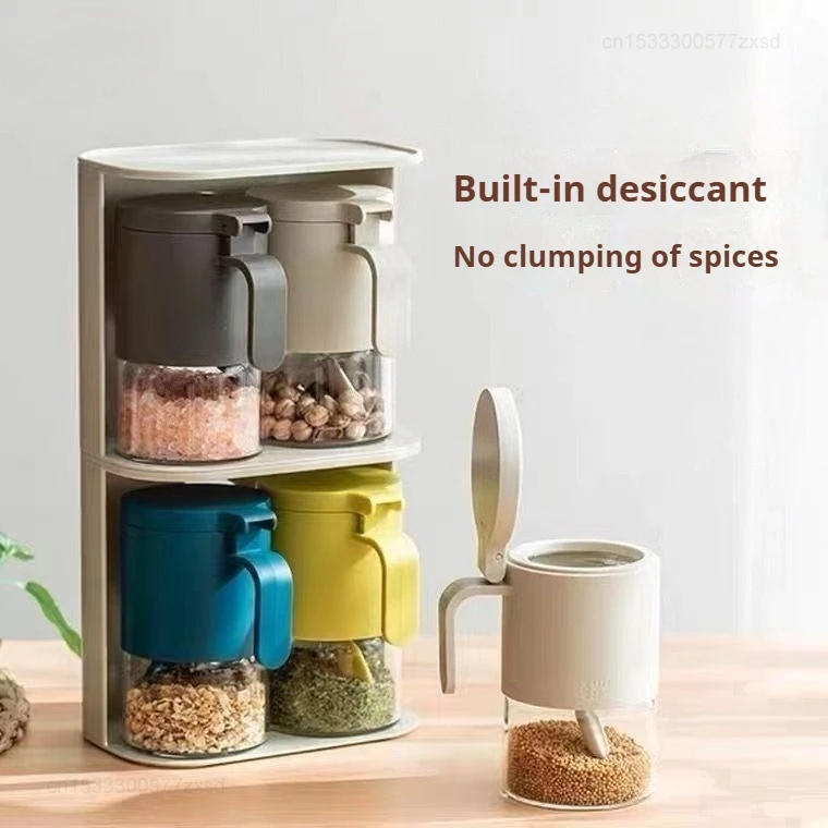 New Zuutii Spice Jar Moisture-Proof Seasoning Box Household Seasoning Jars Kitchen Gadget Storage Containers With Spoons