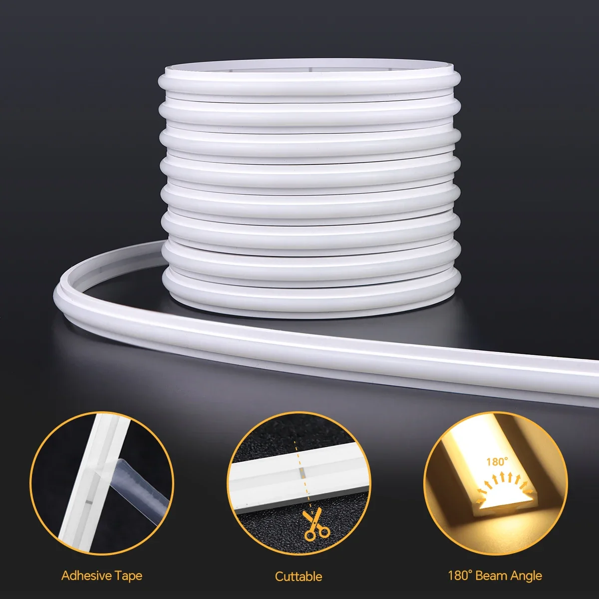 24V COB LED Strip Neon Light with Hidden Touch Swtich No Need Hole,Dimmable Tape Multiple Layers Cabinet Lighting Can Cuttle DIY