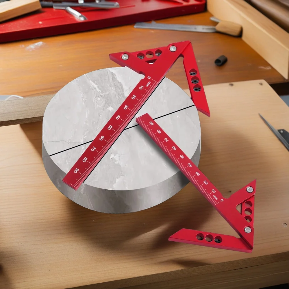 

Woodworking Center Finder- Square 45/90 Degree Right Angle Line Gauge Aluminum Tool Center Scribe Carpenter Ruler Wood DIY Tool