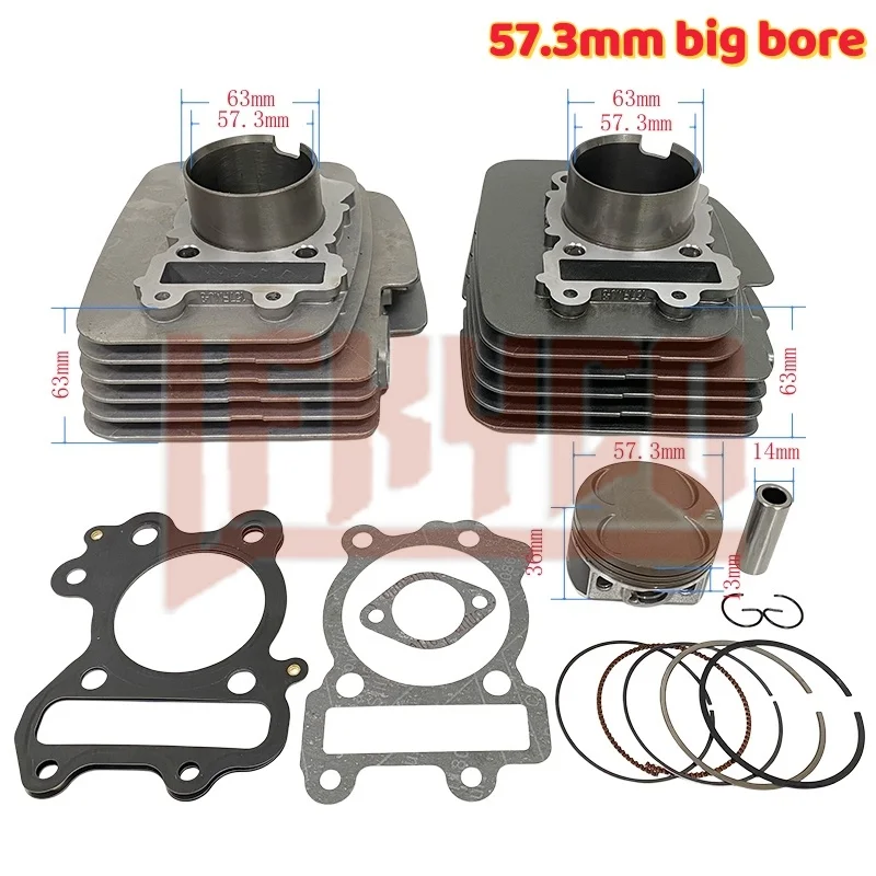 57.3mm Big Bore Cylinder Kit 150cc For Benelli TNT150 TNT150i BJ150‑29A BJ150‑29B 154FMI‑7 Engine Piston Gaskets Complete Set