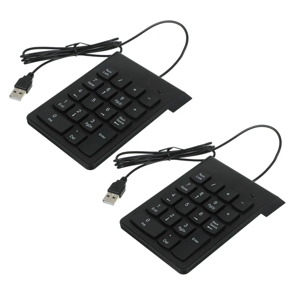 

2 Pcs Bank Finance Keyboard USB Numeric Portable Wired Number Pad for Laptop Keypad Slim Plastic Keys Computer Use Durable