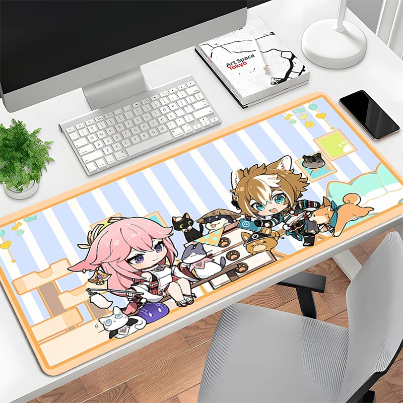 

Mouse Pad G-Genshin Impact Non-Slip Rubber Edge locking mousepads Game play mats notebook computer Q edition Home Decor game