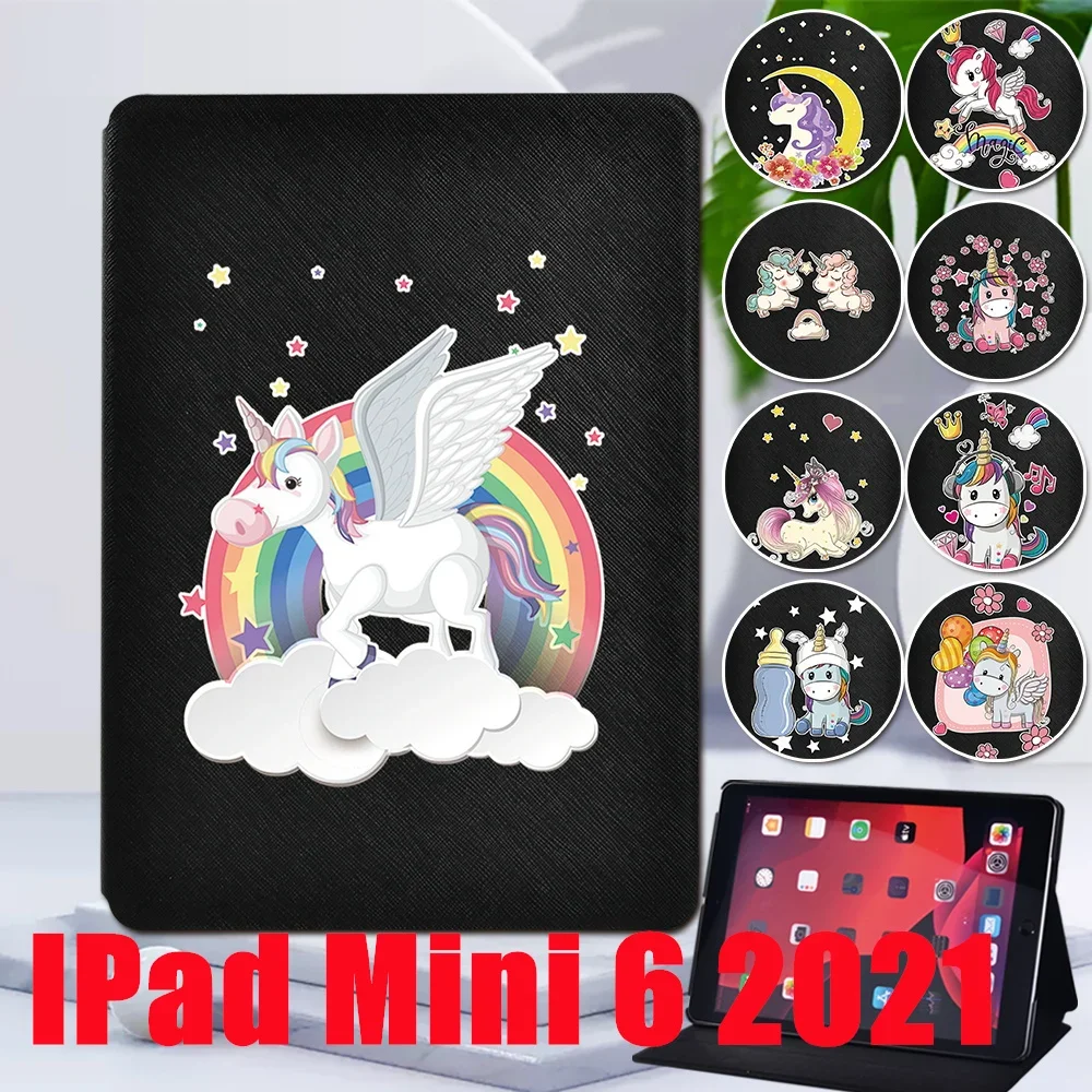 

Cover for IPad Mini 6 Slim PU Leather Case for IPad Mini 6th Generation 8.3 Inch 2021 Cute Unicon Pattern Folding Case Cover