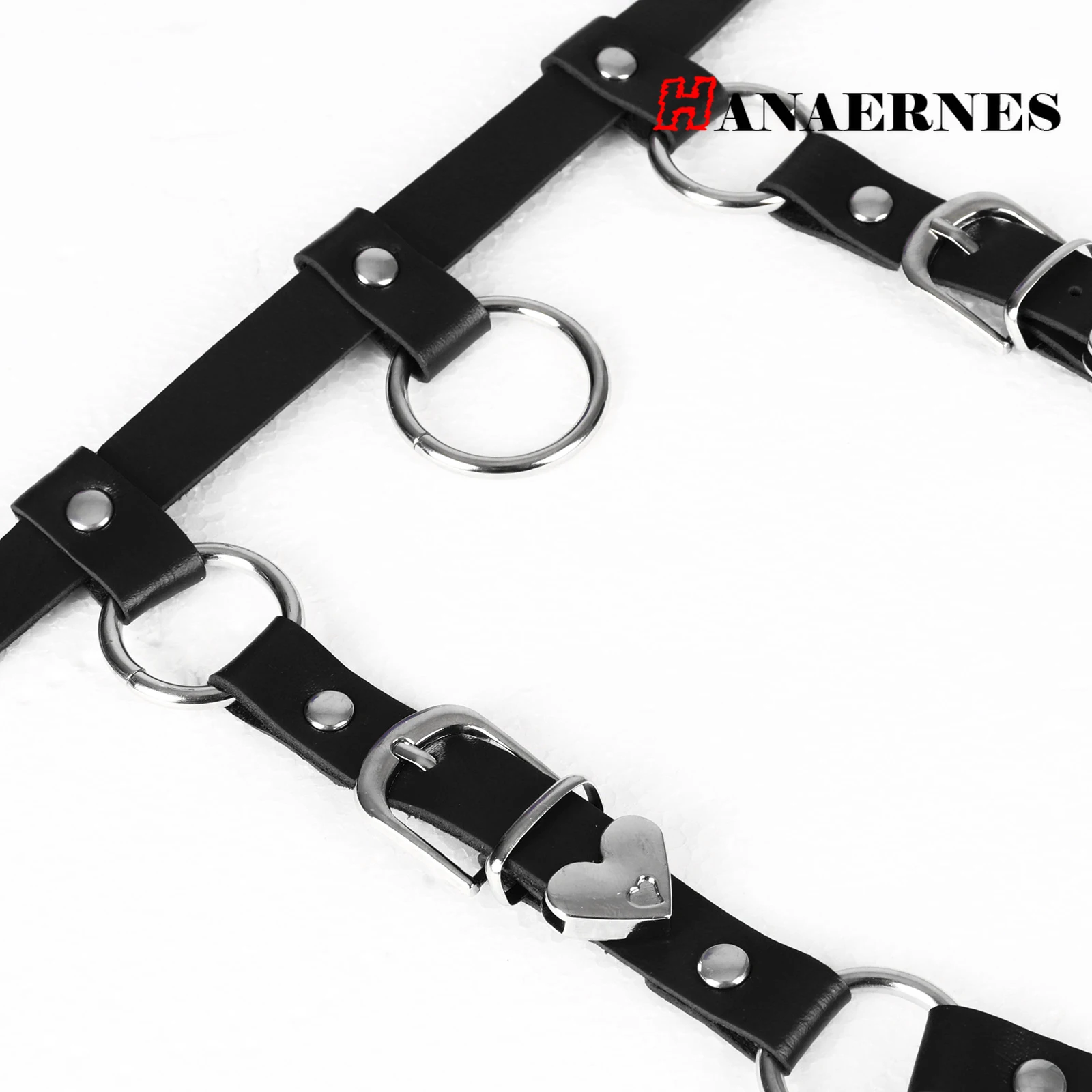 Fashion Punk Cupless Bra Top Leather Harness Belt Body Bondage Chest Straps Faux Leather Hollow Out Crop Top Women Link Chain