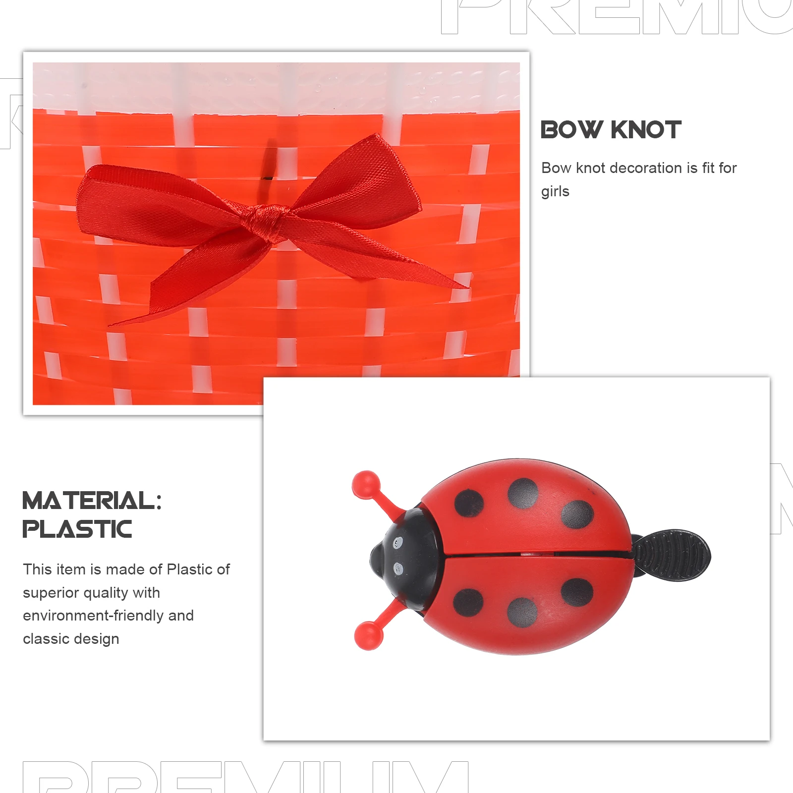 

Childrens Bike Basket Handmade Knitted with Bow Knot Small Red Color Randomized Car Bell Scooter and Bicycle Storage