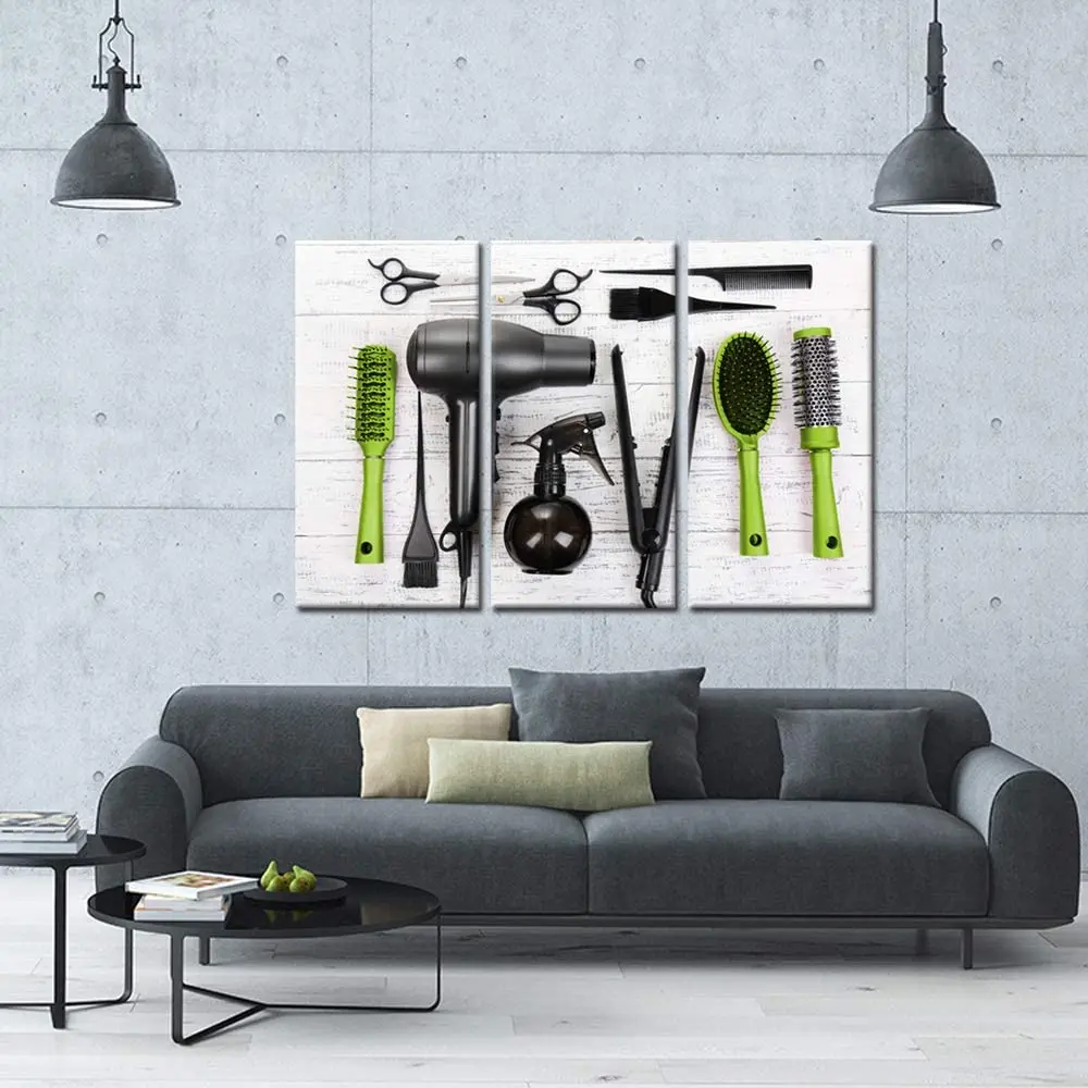 3 Pcs Hair Barber Shop Scissors Tools Hairstyle Posters Canvas Wall Art Pictures Paintings Home Decor Living Room Decoration