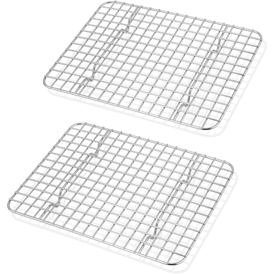 

Mini Cooling Rack Set of 2 Stainless Steel 8.75 x 6.25 Toaster Oven Grid Rack for Baking Roasting Broiling Grilling Bakeable R