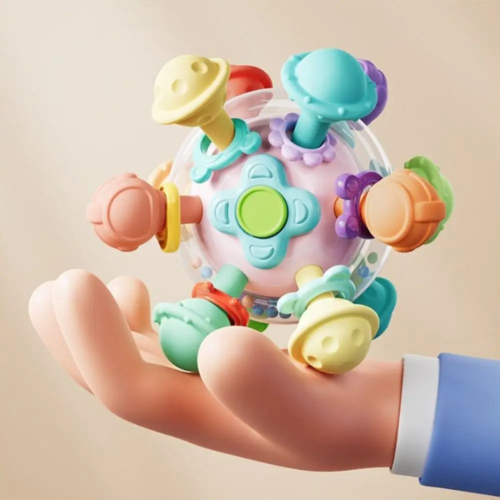 Chocalhos para bebês de qualidade alimentar, brinquedos sem bpa, coloridos, educativos, fáceis de limpar, brinquedos sensoriais duráveis para mastigar, atividades de agarrar