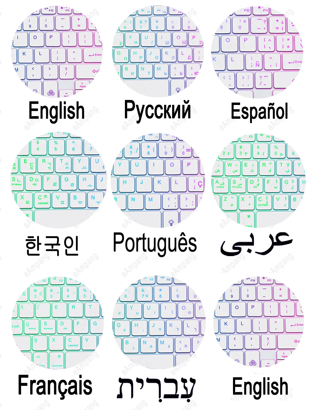 Case Keyboard For Samsung Galaxy Tab S9 FE 10.9 X510 X516B Russian AZERTY Korean Hebrew Spanish Portuguese Backlight Keyboard