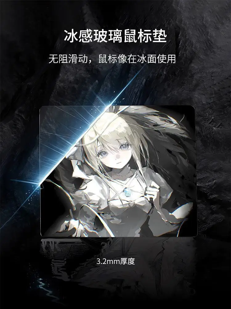 Anime Girl Glass Mouse Pad Gaming Pad Smooth Frosted Surface Waterproof Desk Tempered Multiple 450x400 Large Size Optional