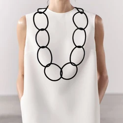 New Gothic Simple Hoop Design Black Rubber Collar Fashionable And Unique Punk Style Clothing Matching Necklace Sweater Chain