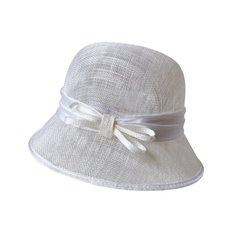 High quality Hepburn style bow Linen Fisherman hat Delicate elegant women\'s banquet basin hat holiday fashion hat trend